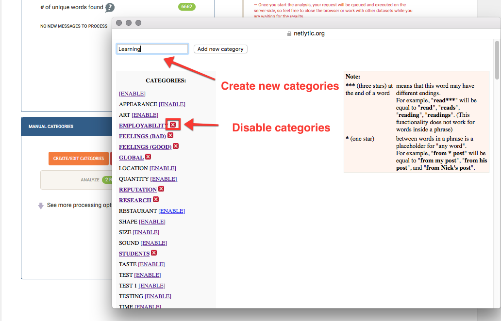 Netlytic - New categories